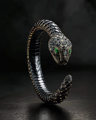 “The Serpent Coil — A High Jewelry Study in Black and Gold”'
