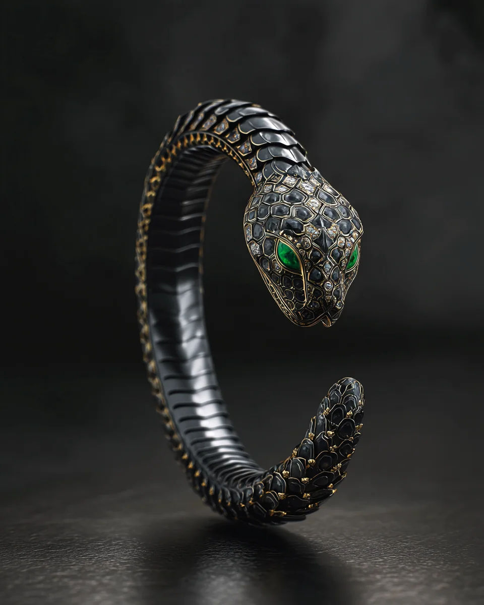 “The Serpent Coil — A High Jewelry Study in Black and Gold” picture 1 of 1