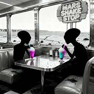 Which Milkshake Flavor Are These Mars Aliens Sipping? (Prompts included)'