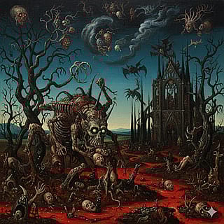 Draw me the creepiest thing you can imagine in your favorite painting style.'