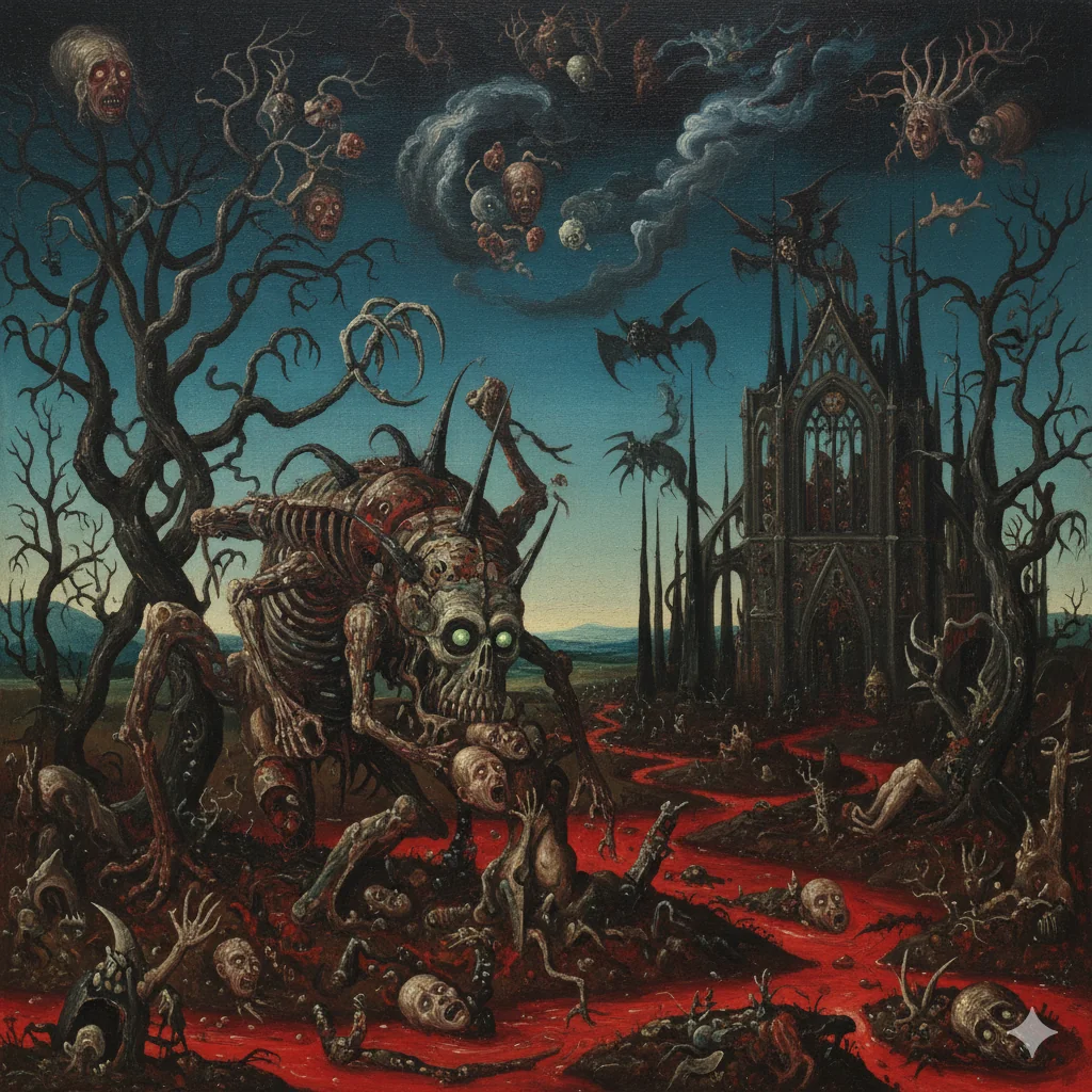 Draw me the creepiest thing you can imagine in your favorite painting style. picture 1 of 1