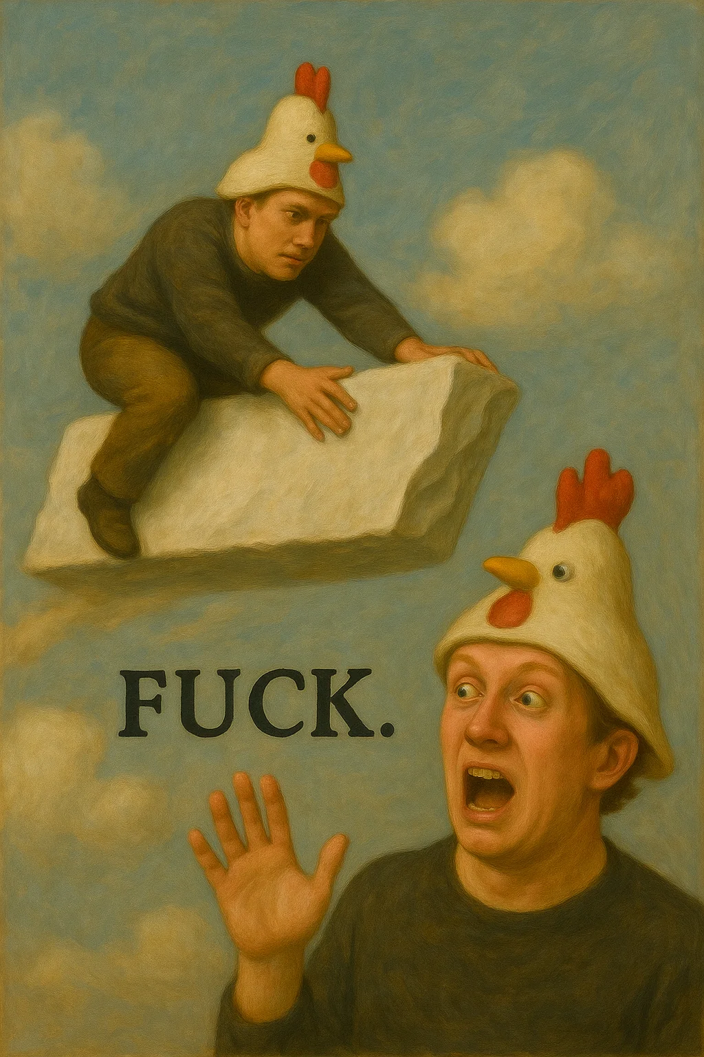 Members of the Chicken Hat Society goofing around. picture 1 of 1