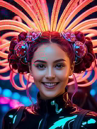 Red Feathers, Amber Orbs, Electric Grin'