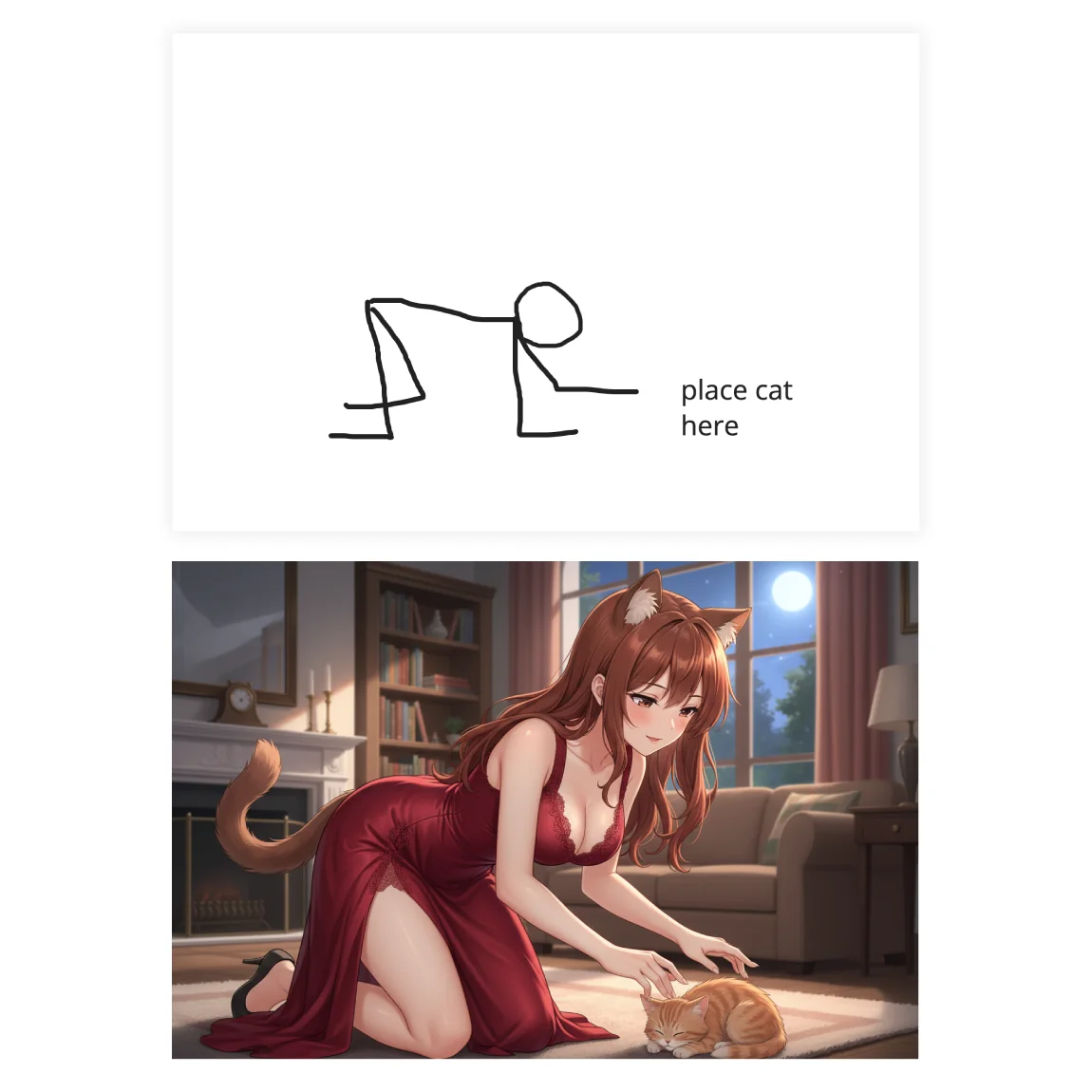 Cat meets cat - have you tried controlling poses with ref images? picture 1 of 2