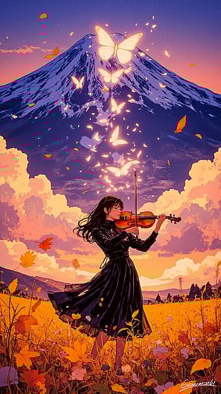Melody Echoing in the Autumn Sky / Phone Wallpaper Archives'