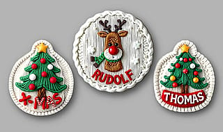 Christmas Knitted Badges'