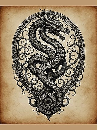 AI-Generated Dragon Tattoo Design'