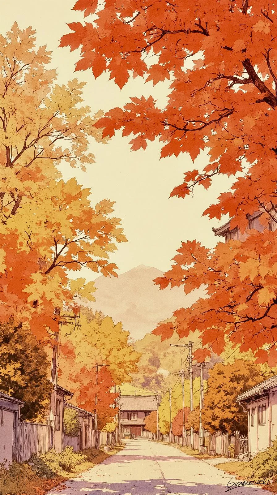 Passing Through an Autumn Tunnel / Phone Wallpaper Archives picture 1 of 1