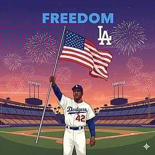 Jackie Robinson Los Angeles Dodgers freedom art 💙🇺🇸💯'