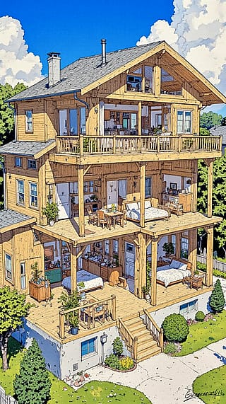 Open and Airy Wooden House / Phone Wallpaper Archives'