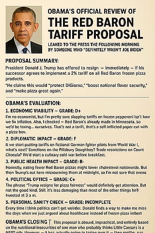 Obama grades the red barron - resign deal'