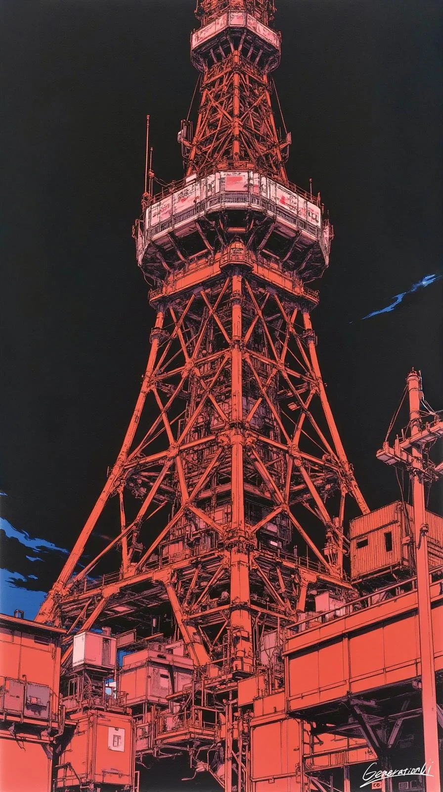 A Tower That Carves the Night in Red / Phone Wallpaper Archives picture 1 of 1