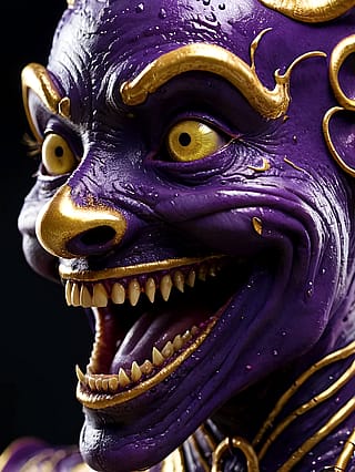 Midnight Purple Grin, Gold Eyes'