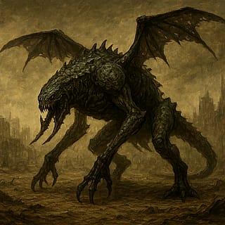 Apocalyptic creature i asked chat gbt to generate with the description below.'