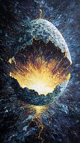 "And they say back then our universe Was a cold black egg, until the God inside Burst out and from its shattered shell He made what became the world we know" - Björk, "Cosmogony" (lyrics in the style of Van Goh)'