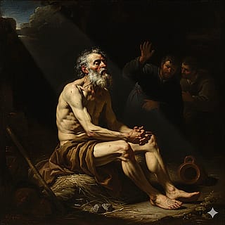 Draw an original painting in the style of Caravaggio by choosing an episode from the Bible.'