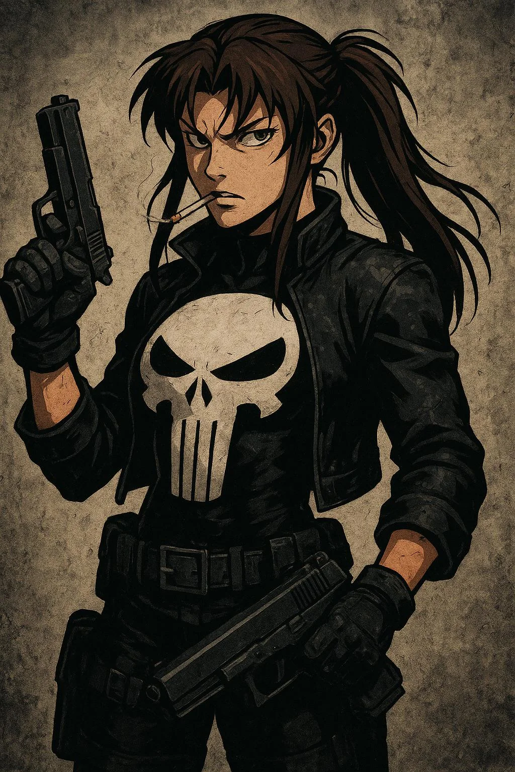 Revy (Black Lagoon) as The Punisher. “This is not vengeance. Revenge is not a valid motive, it's an emotional response. No, not vengeance. Punishment”. picture 1 of 1