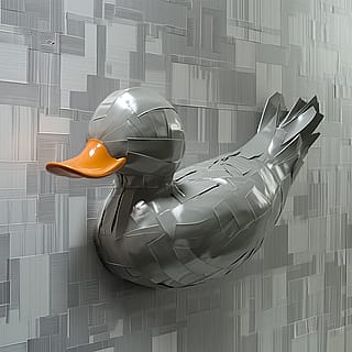 My contribution to the 21st century art - A duck-taped duck taped to a duck-taped wall with duck tape'