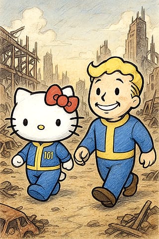 Hello Kitty and Vault Boy'