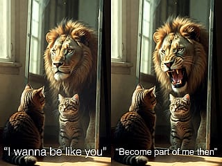 A Mirror Hunger 🐱🪞🦁'