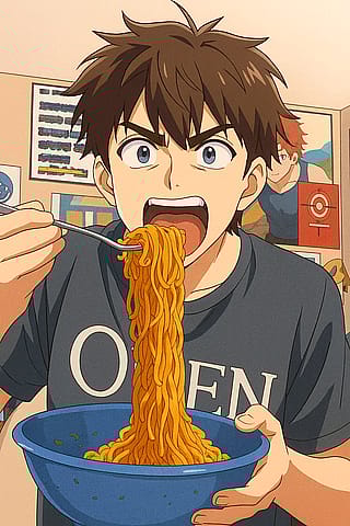 Ramen eating selfie'