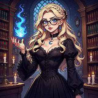 She controls the flame… and the whole library stares back 🔥📚✨'