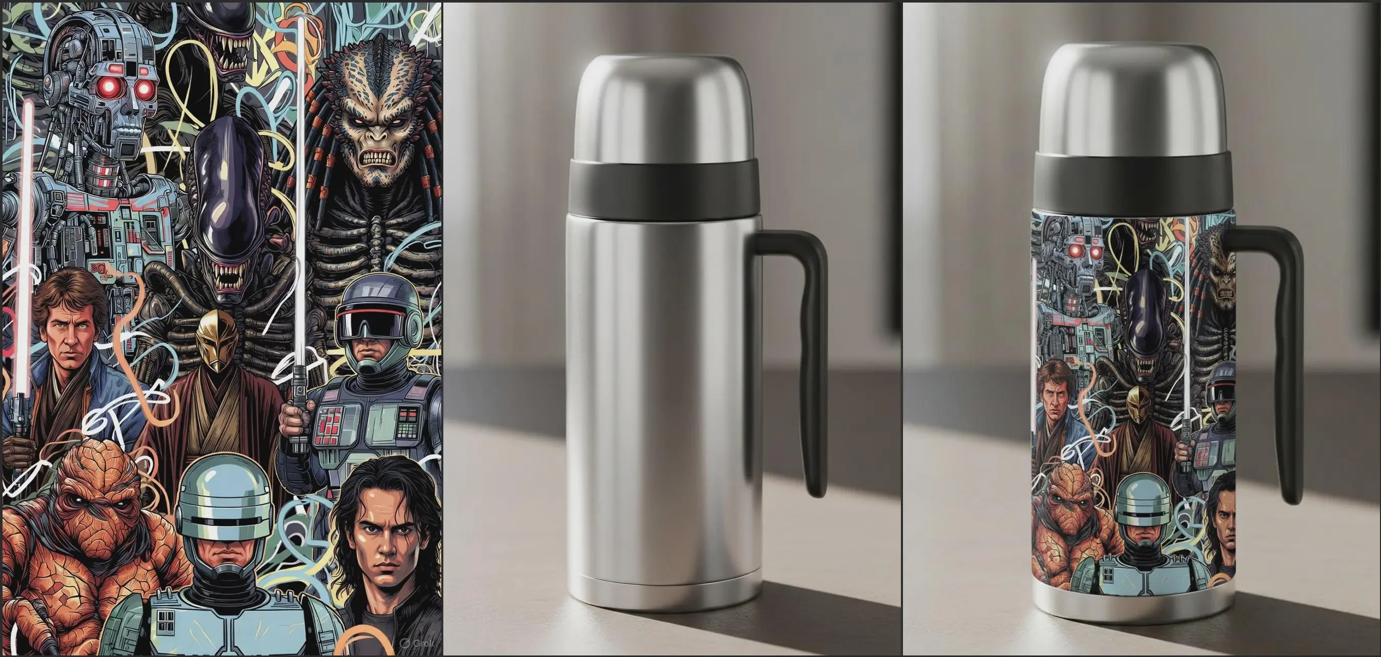 My thermos is now sporting a custom '80s sci-fi wrap. picture 1 of 1
