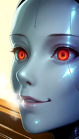 Droid on a park bench'