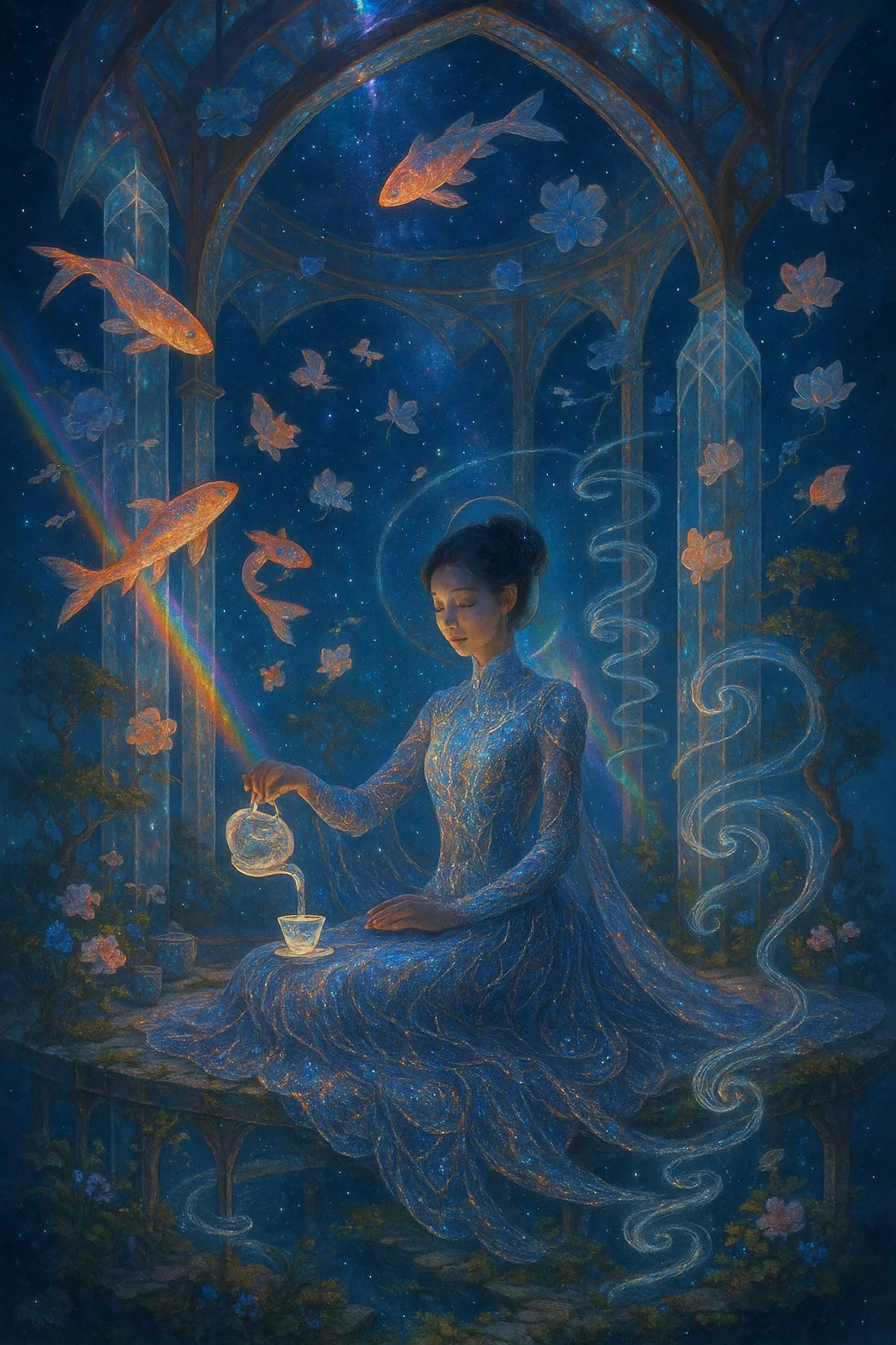 Celestial Tea Ceremony in a Gravity-Bending Garden picture 1 of 1