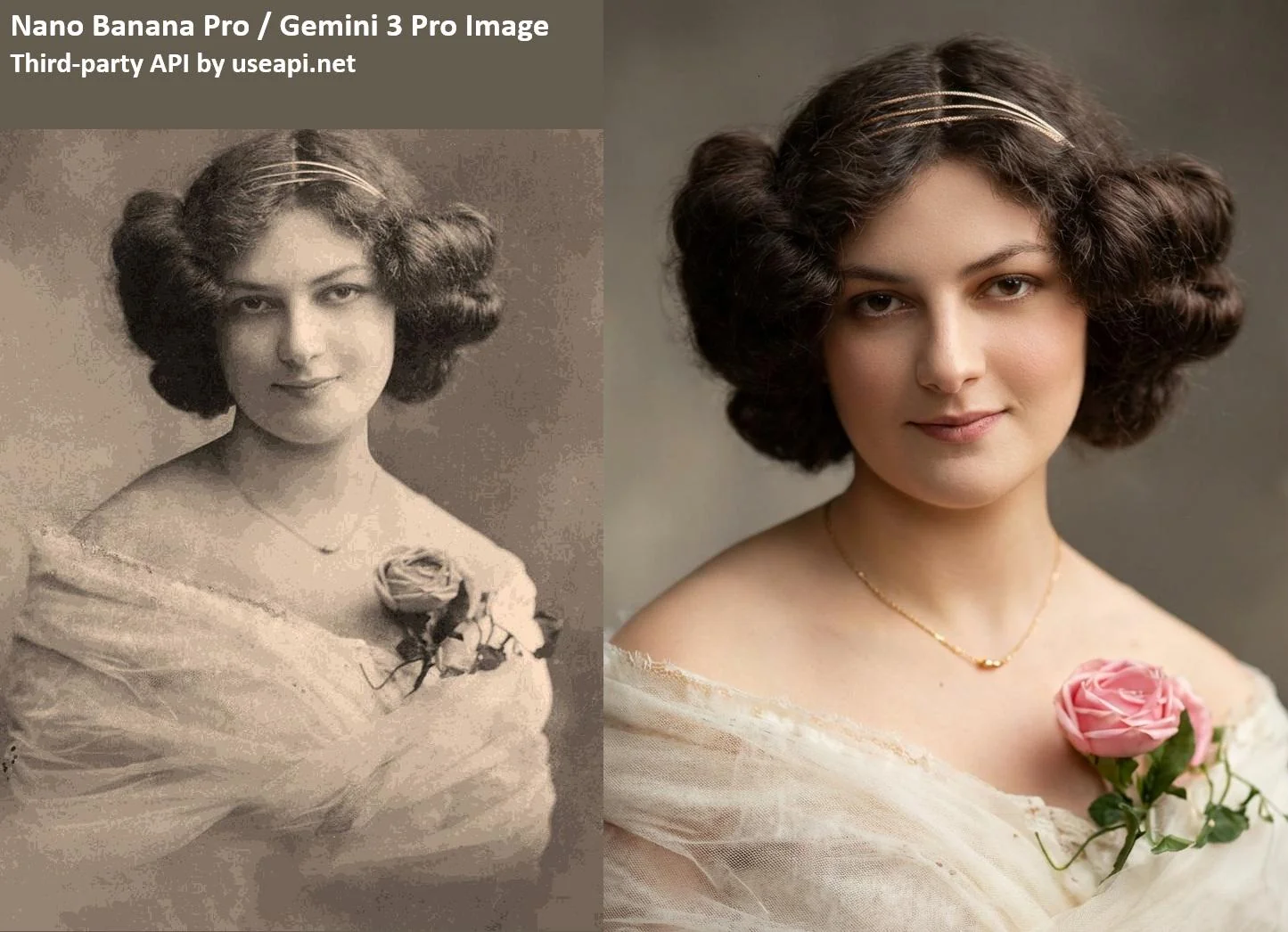 Old photo restoration • Nano Banana Pro / Gemini 3 Pro Image • Third-party API by useapi.net picture 1 of 1