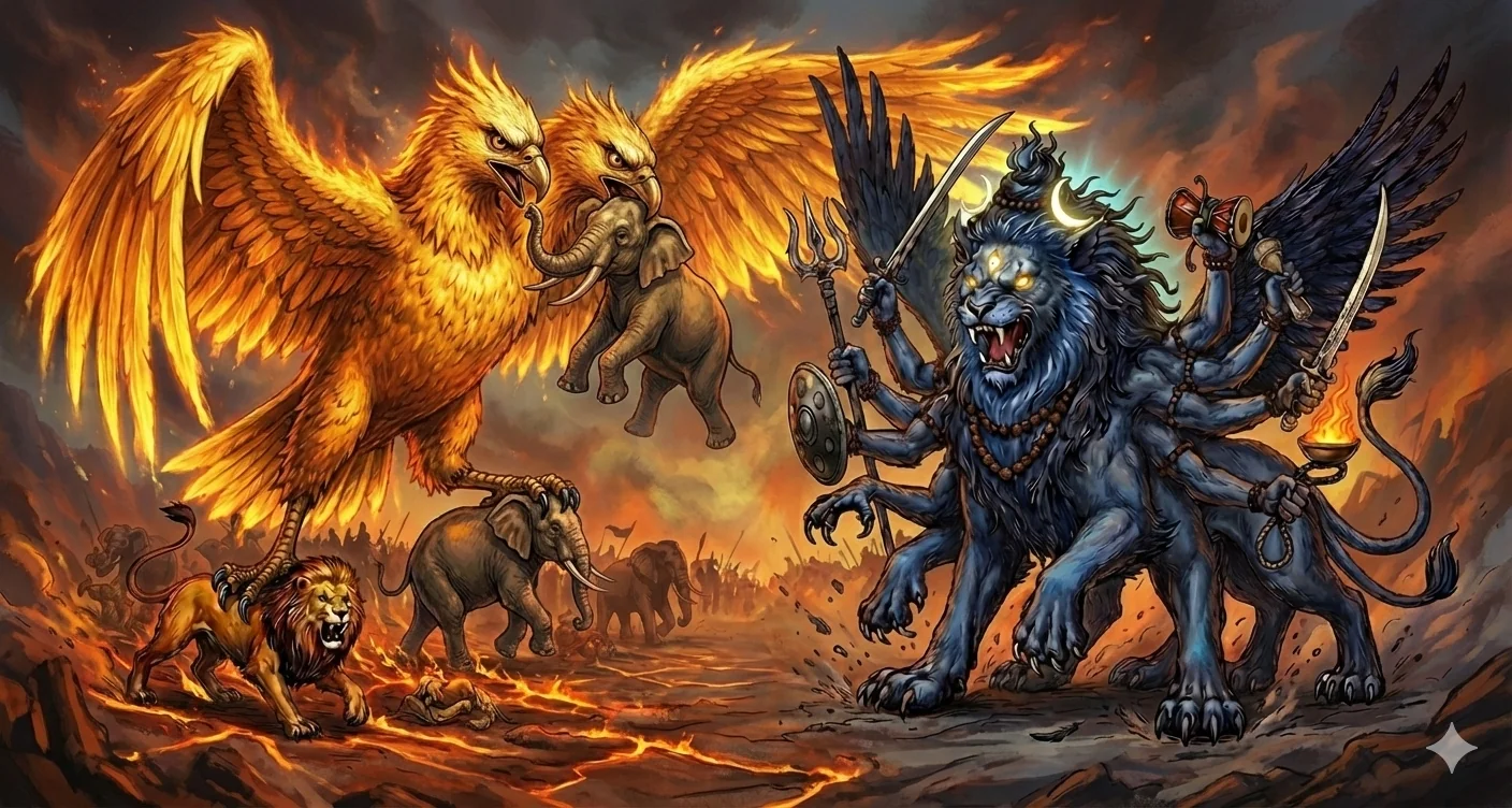 When Vishnu’s rage meets Shiva’s restraint: Gandabherunda vs Sharabha. picture 1 of 1