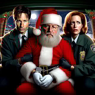 Mulder and Scully solve an X-file and arrest the culprit that sneaks into houses every December.'