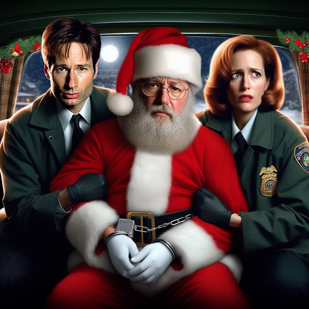Mulder and Scully solve an X-file and arrest the culprit that sneaks into houses every December. picture 1 of 1