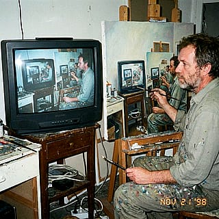 Art-bender: 1998 self-portrait painted from a TV camcorder feed'