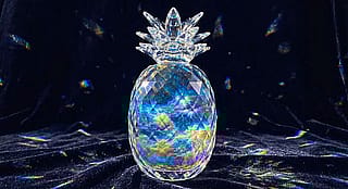 A pineapple, glassy and stormy.'