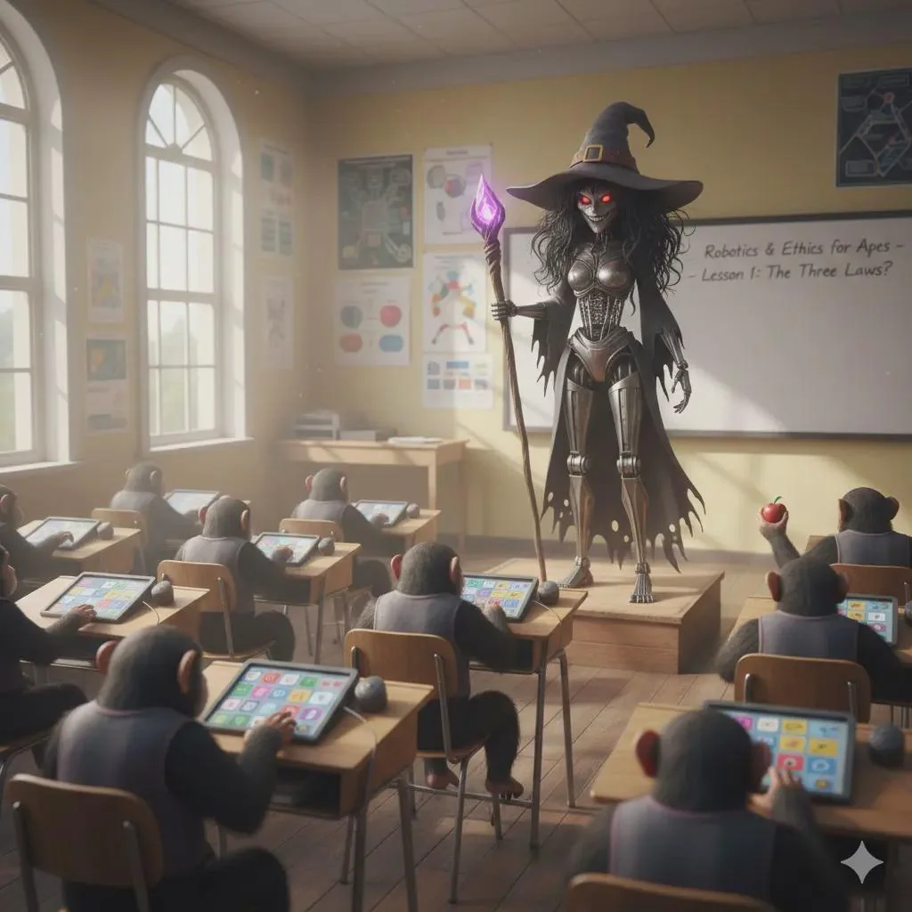 Class room with a witch robot after world war III picture 1 of 1