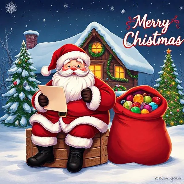 Santa reviewing Nice/naughty list picture 1 of 1