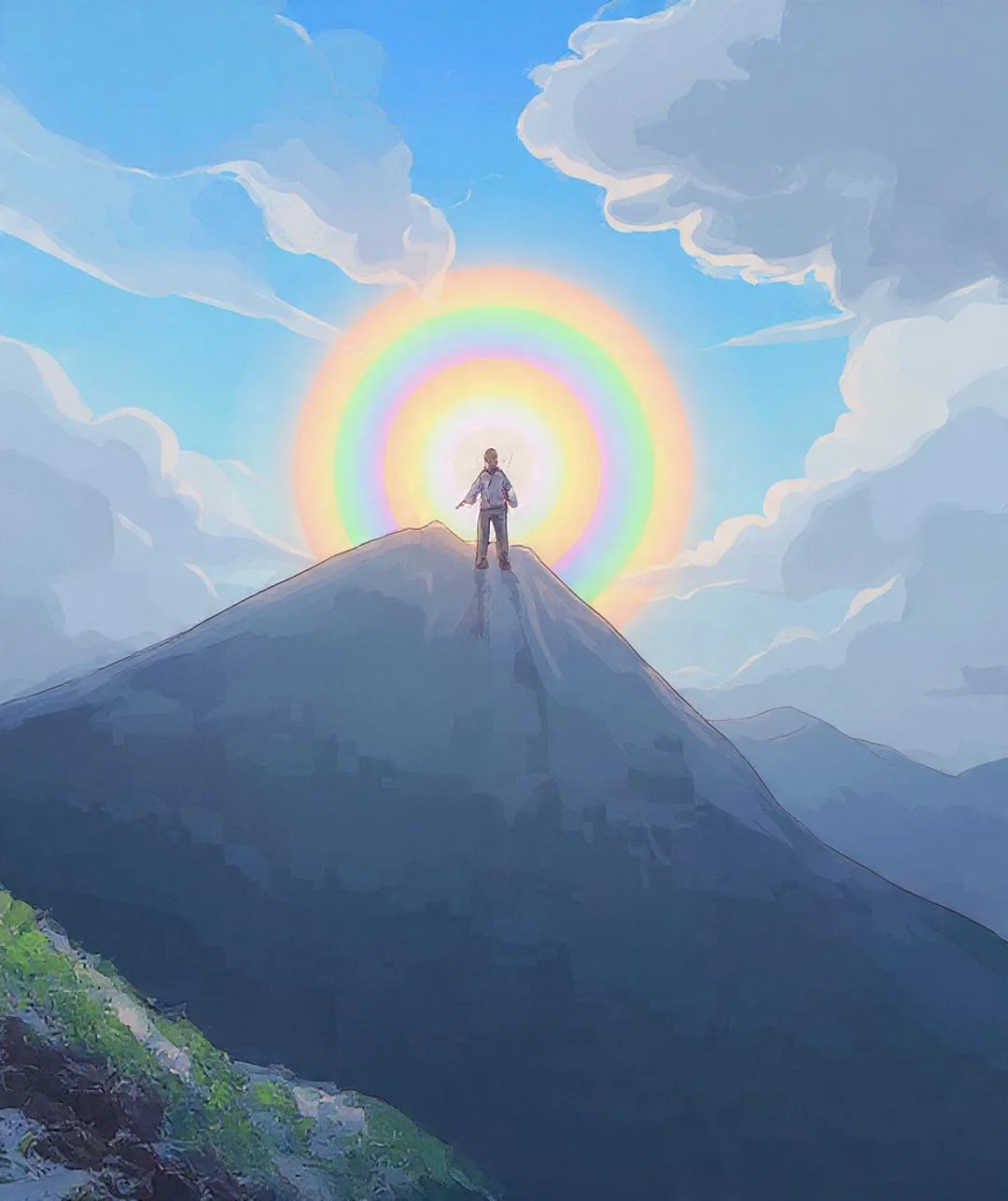 Mountaintop and rainbow halo picture 1 of 1
