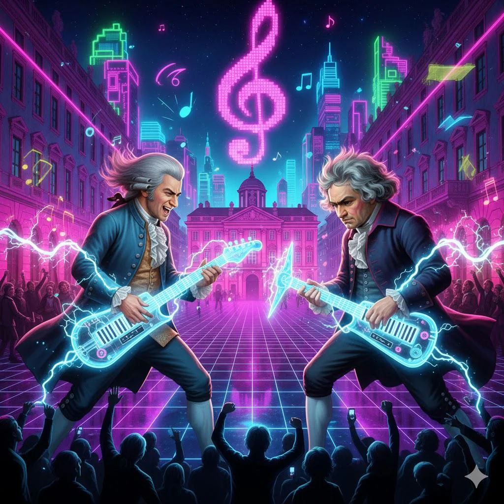 Mozart and Beethoven have a Synth Guitar Competition in NeoVienna picture 1 of 1