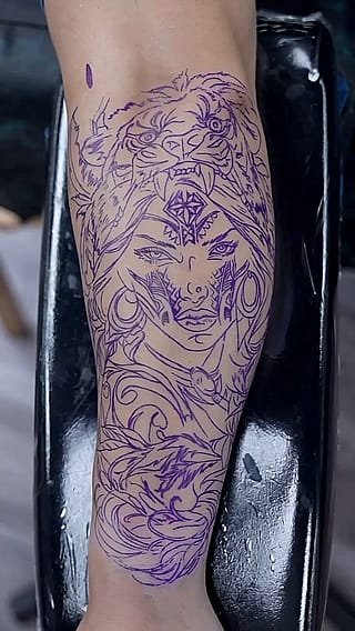 Black and Grey Realism Tattoo: From Stencil to life.'