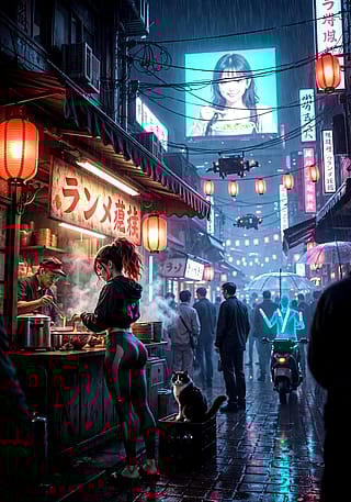 Late night ramen, Cyberpunk style'