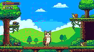 Meowl as a video game character'