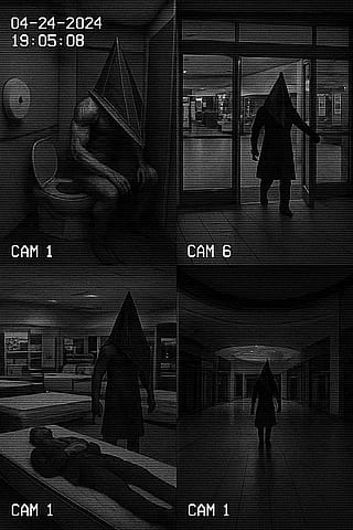 CCTV of Pyramid Head at a shopping mall'