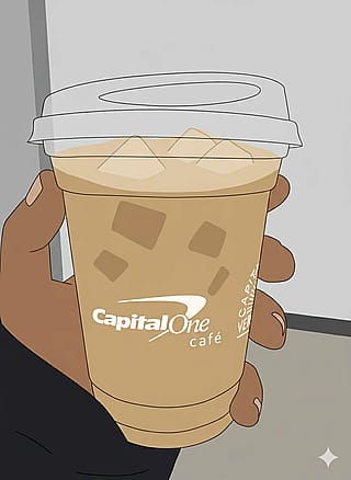 Ice coffee ☕🧊 from capital one cafe 😎💙🔥💯'
