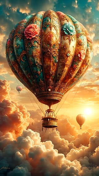 A rococo-inspired hot air balloon'