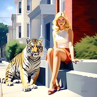 Girl and Tiger, John Emmett, 2025'
