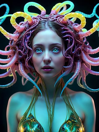 Glowing Tentacles In Midnight Blue'