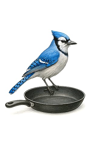 A jay bird in a pan'