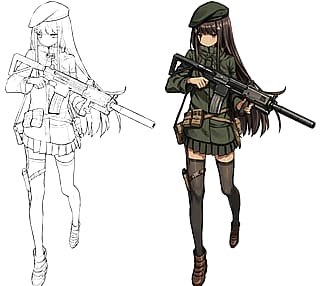 trying to learn digital coloring. tested coloring on a complex anime lineart'