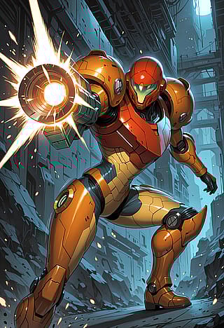 Samus Aran, having a blast (literally)'